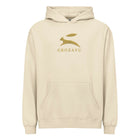 Beige Hoodie - Gold Signature Logo featuring a stylish design with a gold logo on a soft fleece fabric.